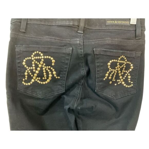 Rock & Republic Stretchy Cropped Black Jeggings 6 - Picture 4 of 6